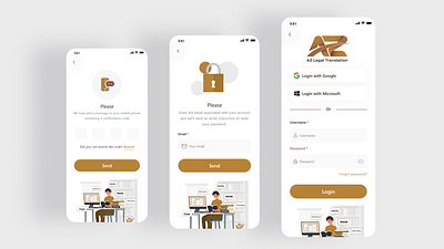 AZ Legal Translation App | UAE app design forgotpassword login mobile signup ui ux verify
