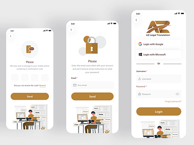 AZ Legal Translation App | UAE app design forgotpassword login mobile signup ui ux verify