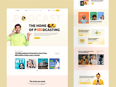 Podcast Landing Page landing page listen to your favorite podcast music and podcast app podcast podcast app podcast app exploration podcast landing page podcast platform podcast platform landing page ui podcast website podcast website landing page saas uiux design website