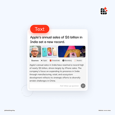 Ai based news (Text News) ai apple chatgpt designsystem figma framer gpt3 gpt4 meta news openai ui