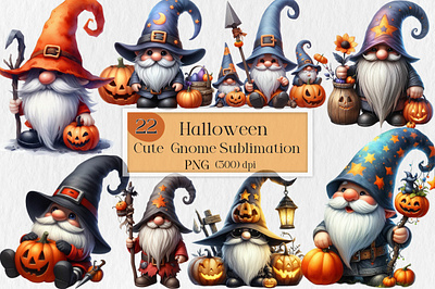 Halloween Cute Gnome Sublimation clipart