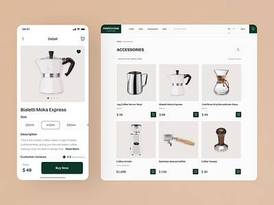 Coffee shop & Accessories app cart coffee design ecomerce mobile product shop ui ux
