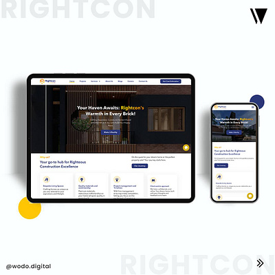 RightCon, a trusted home construction, architecture company. branding graphic design product design