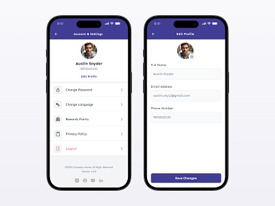 Settings and Profile Page app concept design edit figma mobile profile settings ui ux