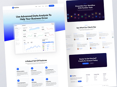 Flexflow - Landing Page Design design flat framer minimal saas shariful trendy ui ux web design web ui webflow website