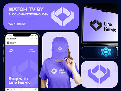 Line Kervic unused Blockchain Technology logo and Branding blockchain branding corporate logo crypto logo logo designer modern simple technology