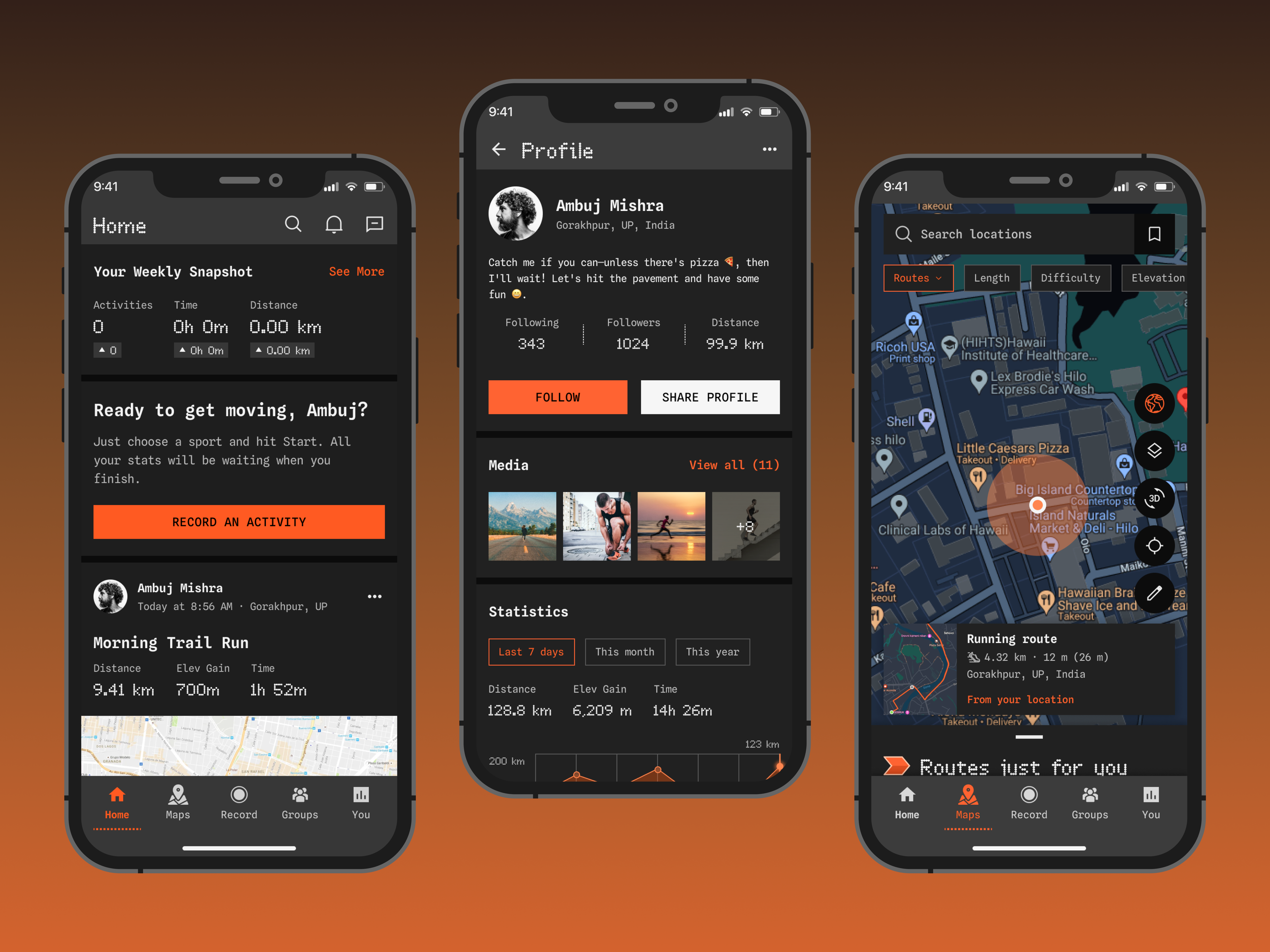 Fitness Mobile App design - CMF design language adobe xd app design app ui app ux brutalism dark mode dark mode app figma fitness app fitness app dark mode fitness mobile app minimalism mobile app design mobile app ui mobile app ux modern app orange trending app ui design ux design
