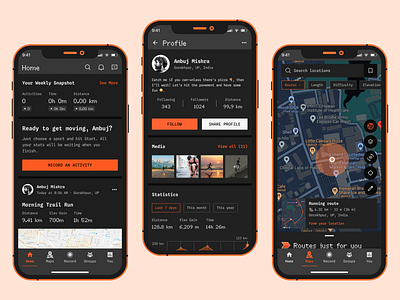 Fitness Mobile App design - CMF design language adobe xd app design app ui app ux brutalism dark mode dark mode app figma fitness app fitness app dark mode fitness mobile app minimalism mobile app design mobile app ui mobile app ux modern app orange trending app ui design ux design