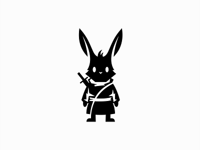 Samurai Rabbit Logo animal branding bunny cartoon design emblem geometric hare icon identity illustration logo mark mascot ninja rabbit samurai symbol vector warrior