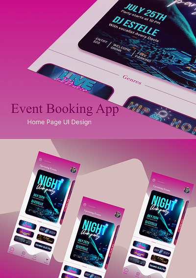 Event Booking App: Homepage UI app ui app ui design app ux event app design event app ui event booking app event booking app homepage event booking app ui homepage app design