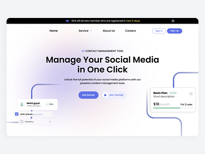 Modern look Web UI landing page minimal uiux