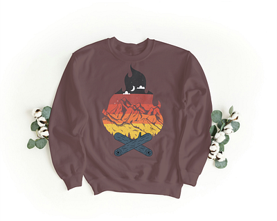 Mountain Flame Adventure adobe illustrator artwork clothing design digital art graphic design graphic designer illustration sweatshirt tshirt design