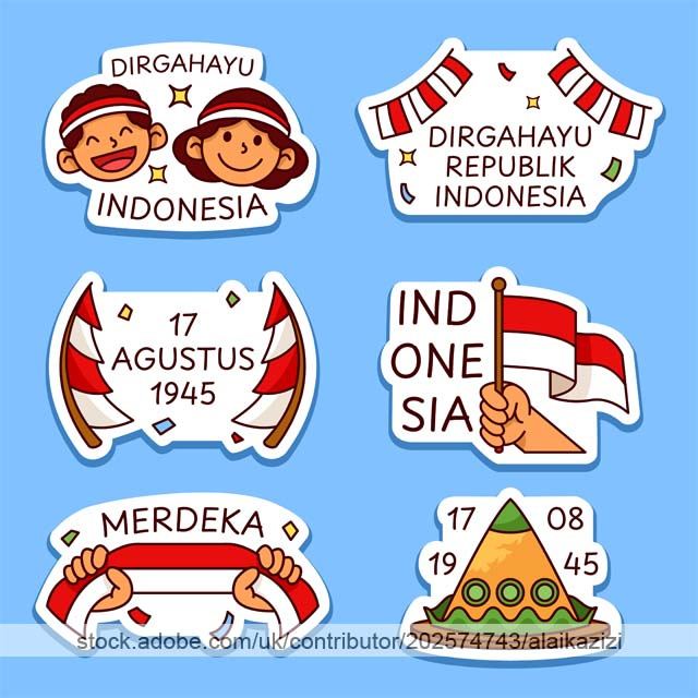 Freedom Day Of Indonesia Republic Stickers 17 agustus adobestock dirgahayu flat illustration indonesia kemerdekaan republik sticker stickers vector