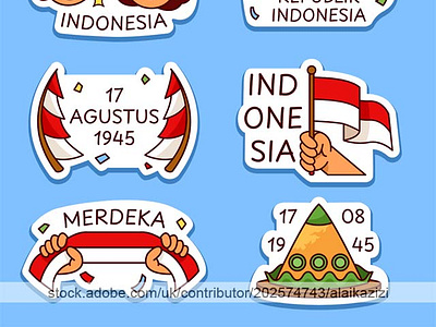 Freedom Day Of Indonesia Republic Stickers 17 agustus adobestock dirgahayu flat illustration indonesia kemerdekaan republik sticker stickers vector