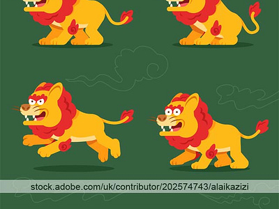 Beast Myth Lion Cartoon Character adobestock animal character flat illustration lion vector