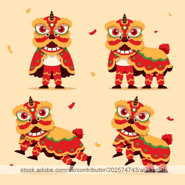 Player Of Chinese Lion Dance character chinese chinese new year dance flat illustration imlek lion traditional vector