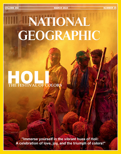 National Geography Magazine cover on Holi branding design graphic design