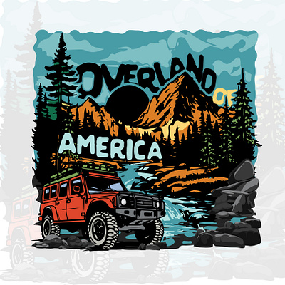 Overland of America T-Shirt and Illustration Design adventure adventure awaits adventure life adventure outdoor brand designer branding graphic design graphic designer illustration illustration artist logo logo designer logo maker logo type logos outdoor outdoor life t shirt t shirt design