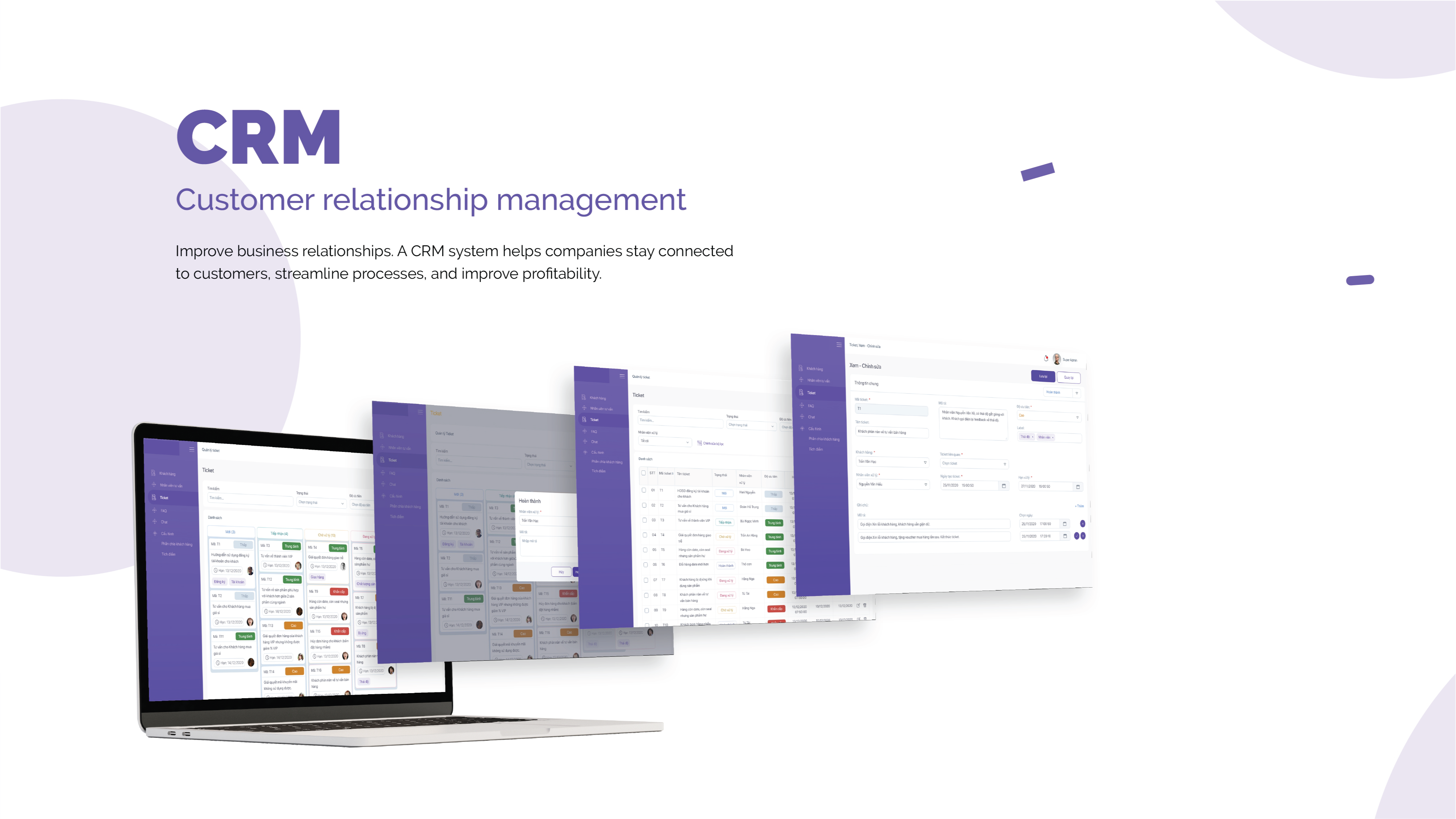 CRM - Administration page: Customer management admin crm customers ui