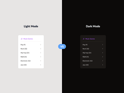 Daily UI Challenge #8 category darkmode list uidesign website