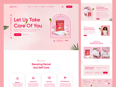 Sanitary Pad Website Design clean cotton pads for periods design feminine hygiene home page landing page maxi pads menstrual pads night pads organic sanitary pads period pads sanitary pads ui ultra thin pads ux web design website website design womens sanitary pads