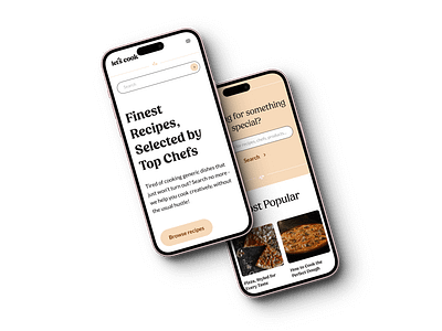 Let's Cook Mobile Design chef cooking website culinary ecommerce figma food mobile mobile mockup publishing recipes responsive ui