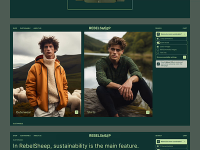 Rebelsheep - Functionality animation branding clothing concept design digital eco friendly ecological ecommerce feedback green interaction minimal product page sustainable tool ui ux