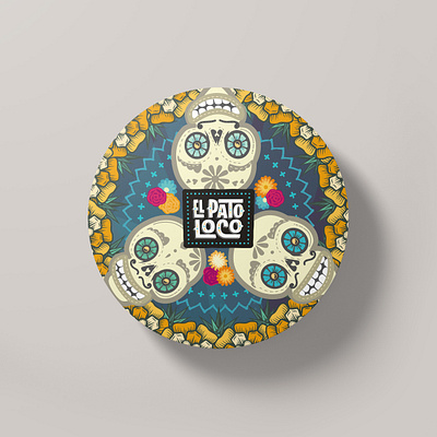 Coasters for El Pato Loco bar branding coasters dia de muertos floral graphic design illustration skull vector art