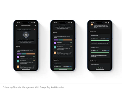 Enhancing Financial Management with GPay and Gemini ai darkmode design figma finance gemini google gpay mobile mobile design money pay research ui ux
