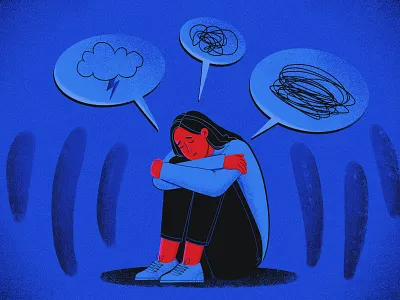 Depression anxiety character condition depression depressive design disorder illness illustration medical mental mental health mood psychology