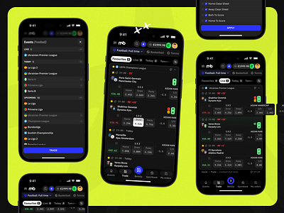 Mollybet: Trade app bets betslip betting bookmaker design desktop football gambling interface mobile modern neon sport sportsbook trade trading ui ux web design