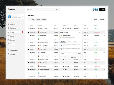 Jookë - SaaS Dashboard crm crm dashboard crm saas crm saas dashboard customer relationship management customers dashboard dashboard ux dashboart management management management system marketing order product product design saas saas dashboard sales system