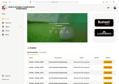 Golf project design goft ui ux website