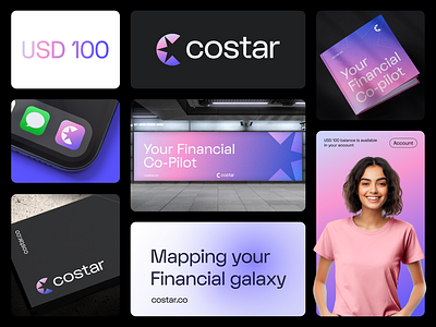 Costar Branding abstract app bold branding c corporate finance fintech futuristic gradient letter logo negative space payment saas savings star startup technology web3