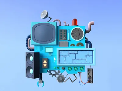 Mechanical TV Animation 3d 3d animation 3d art 3d icon 3d icon animation 3d illustrations 3d object animation blender blender animation c4d illustration mechanism