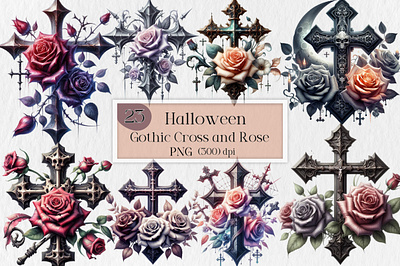 Halloween Gothic Cross and Rose faith