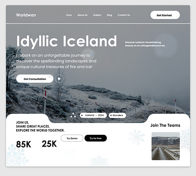 Idyllic Iceland Landing Page Design animation best branding design designer figma graphic design iceland illustration landing page landing page design ui uiux viral web design