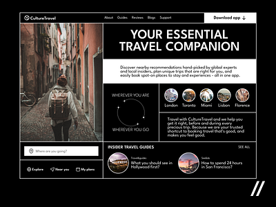 Travel Planning Web Platform Design Template app screen design dark theme dashboard homepage interface landing landing page design landing page design concept location planning product design travel ui ux web design template web interaction web ui web ui design website