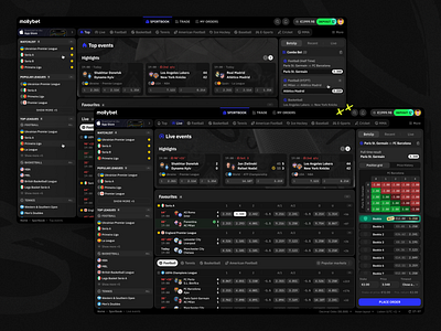 Mollybet: Desktop sportsbook app bet bet app betslip betting bookmaker design desktop gambling interface live event modern neon sport sportsbook trade trading ui ux web