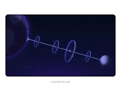 Space crypto illustration landscape planet space space station star vector web3