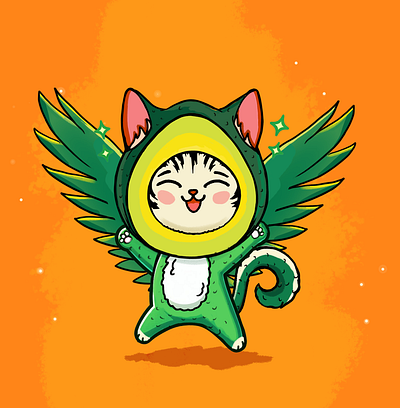 Flying Avocado Cat emotions art cartoon cat digital fly flyingavocadocat illustration