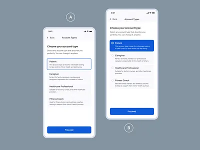 Account Type Option accounttype mobileapp mobilescreen mobileui onboarding onboardingapp ui