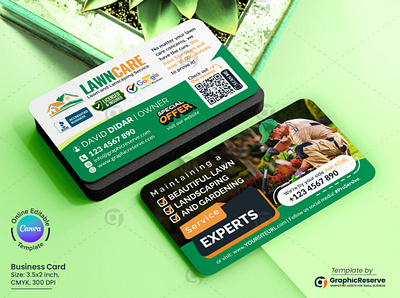 Landscaping Service Experts Business Card Template Canva business card template canva business card template gardening service business card landscaping business card lawn care business card lawn care business identity lawn care cards lawn care personal card stationery design