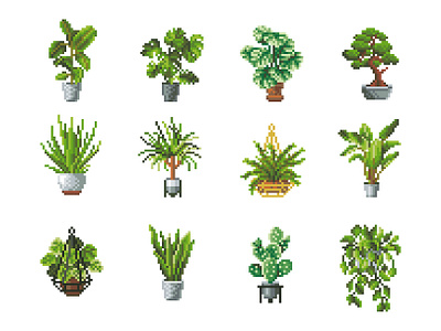 plants set embroidery embroidery design illustration pixelart plants