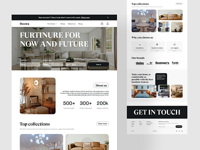 Decora - Furniture landing page chair decor e commerce furniture furniture landing page furniture website home decor landing page landing page design online shop online store sofa ui ui design user interface ux ux design web design website website design