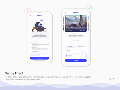 Premium page app decoy design effect mobile premium pro story ui ux