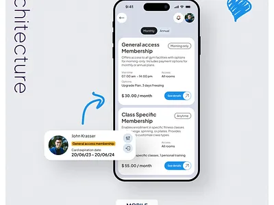 Gym membership function architecture entering function graphic design gym membership hype4academy ia information architecture problemsolving ui uiux ux