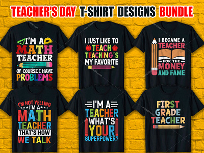 Teacher's Day T-Shirt Design Bundle. bulk t shirt custom t shirt design t shirt design t shirt design mockup t shirt design vector teachers day t shirt trendy t shirt design typography t shirt vintage t shirt design