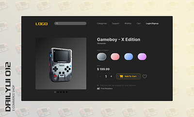 E-COMMERCE SHOP - DAILY UI 012 branding clean design dailyux dark ui design figma interaction design landing page logo nintendo product ui ui design user experience user interface ux web design