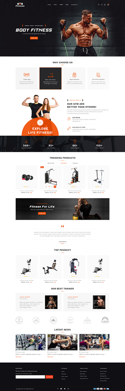 Fitness Gym Website Design 3d animation banner branding categories graphic design gym logo motion graphics slider theme ui website